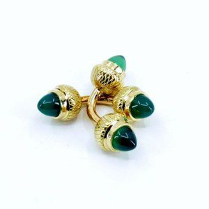 18k French Chrysoprase Acorn Cufflinks